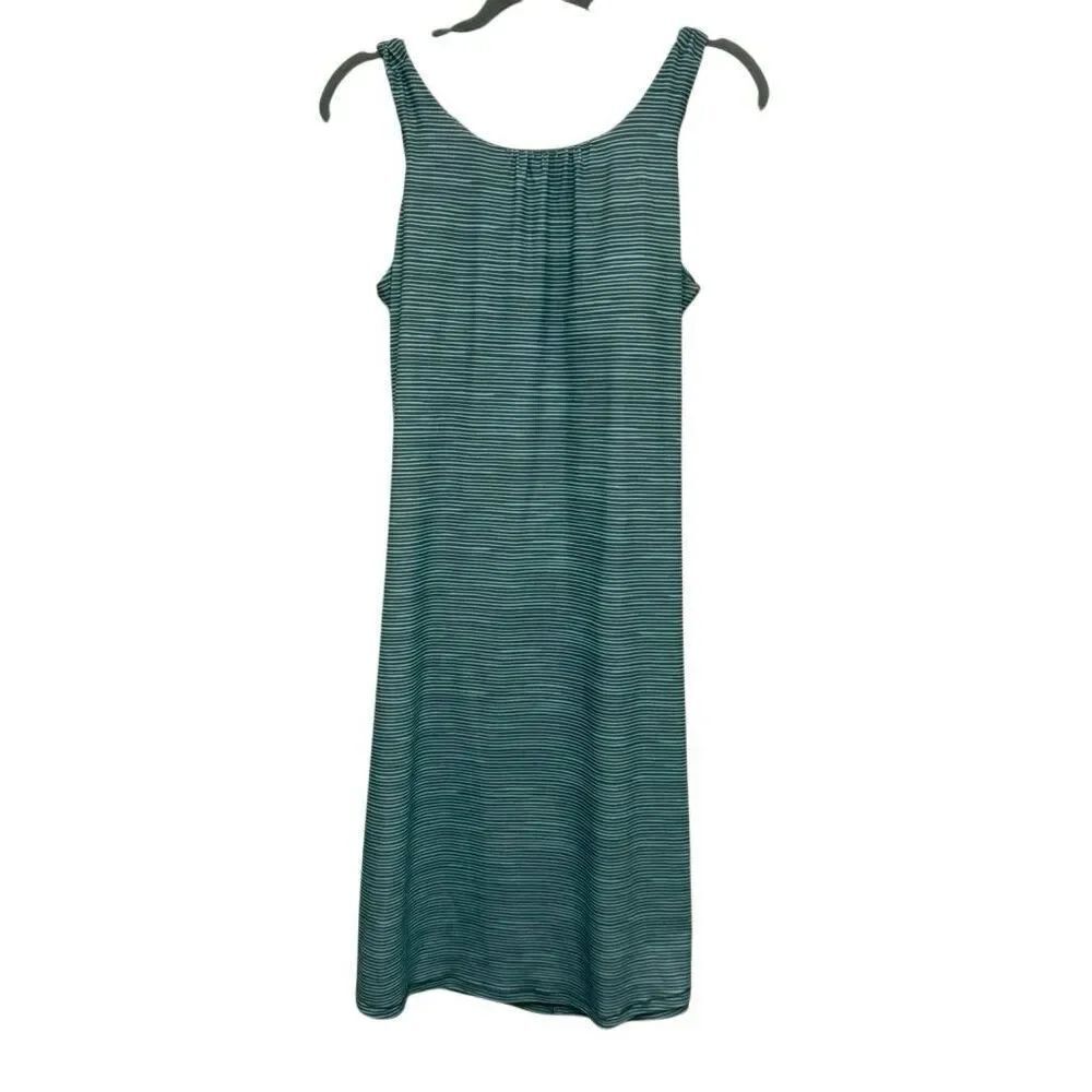 prAna blue striped Women's Skypath Dress with built in bra size large